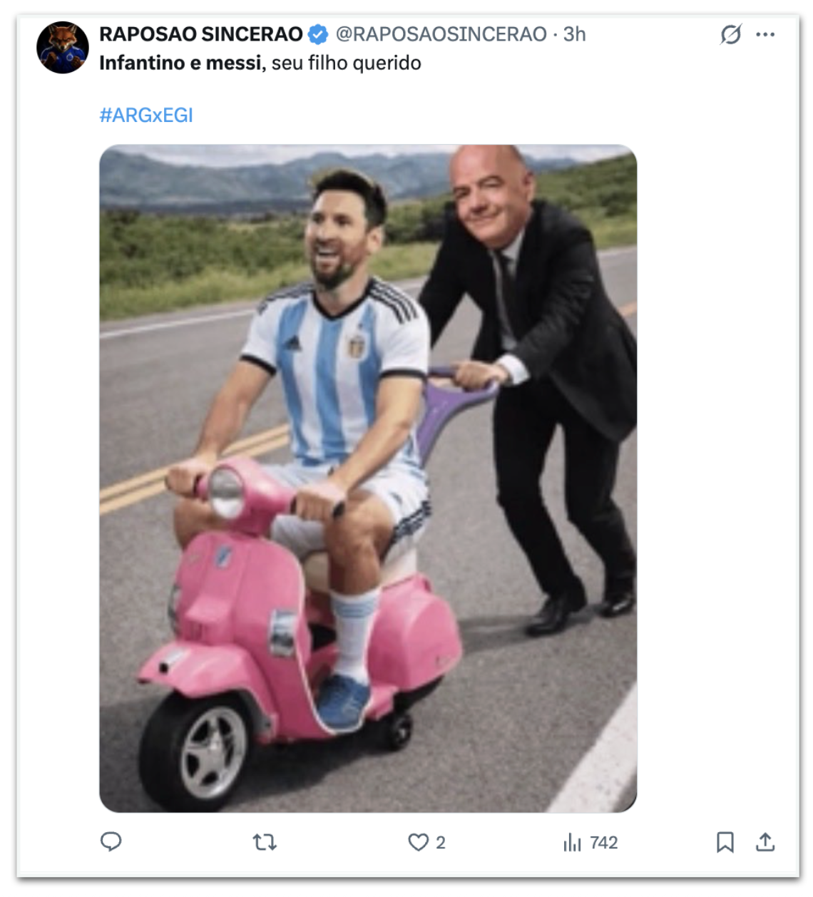 Meme Infantino e Messi