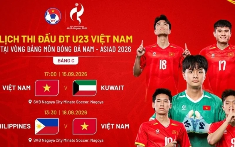 U23 Vietnã inicia jornada no ASIAD 2026 com jogos contra Kuwait, Filipinas e Uzbequistão