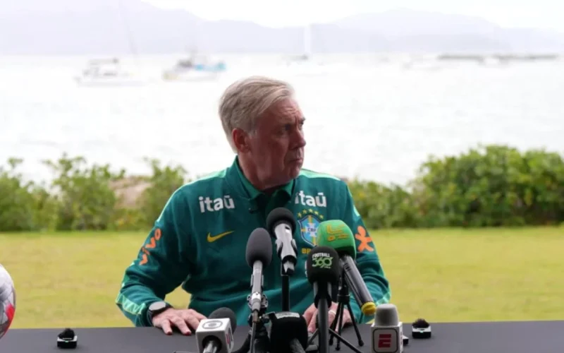 Ancelotti revela escalação do Brasil com Vini Jr., Raphinha e Estêvão para amistoso contra a Austrália