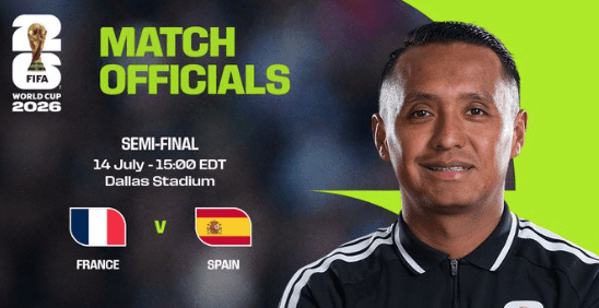 Fifa anuncia árbitros para semifinal entre França e Espanha na Copa do Mundo 2026