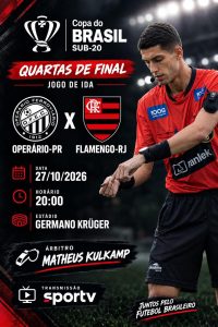 Matheus Kulkamp, árbitro de Cambira, brilha em partida das quartas de final da Copa do Brasil Sub-20