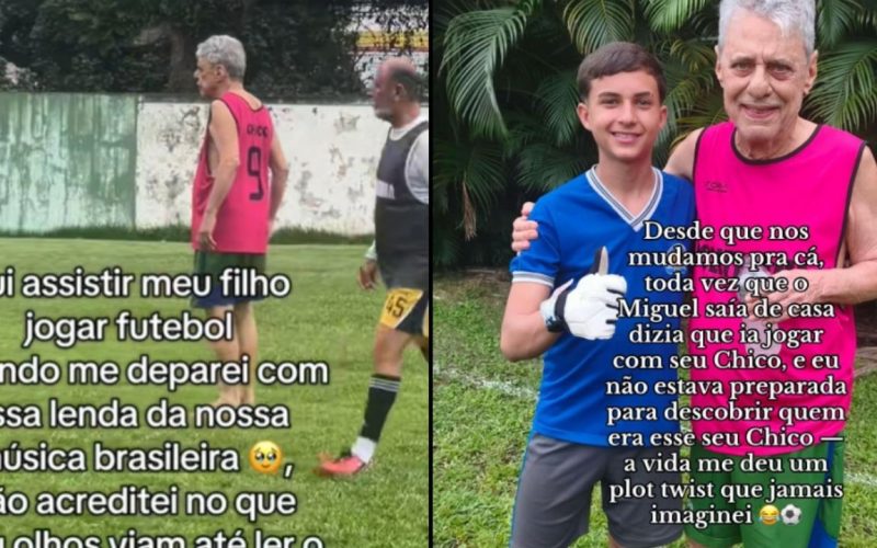 Mãe revela que filho de 12 anos jogava futebol com Chico Buarque e vídeo sobre a descoberta viraliza nas redes sociais