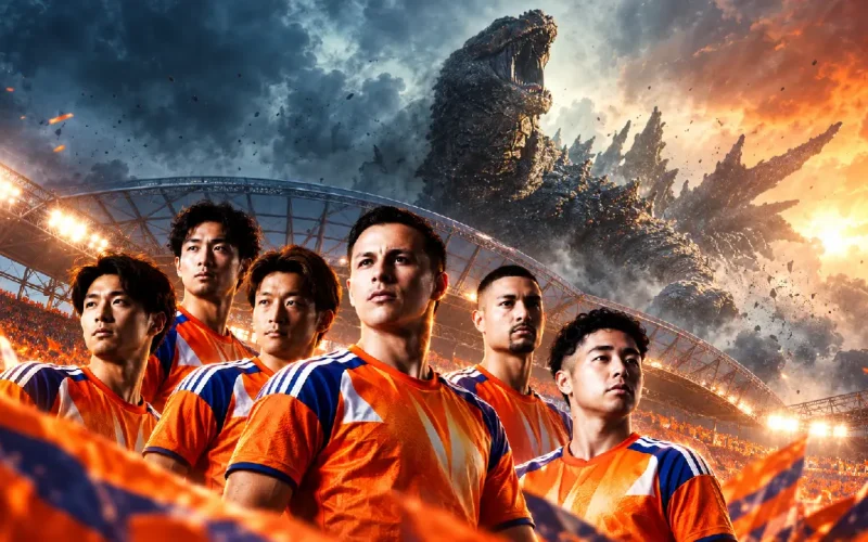 Albirex Niigata promove ação especial de Godzilla Minus Zero em jogo da J2 League no Japão