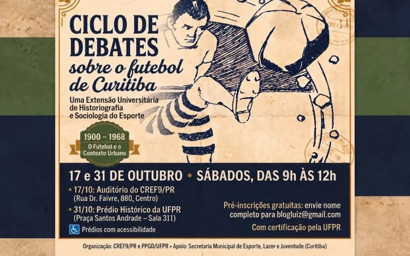 Ciclo de Debates resgata 70 anos de história do futebol em Curitiba com entrada gratuita