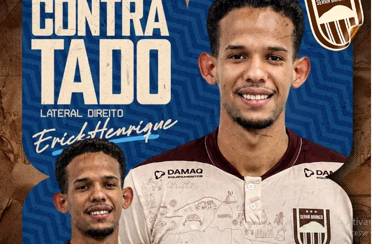 Serra Branca contrata o lateral-direito Erick, campeão paraibano pelo Botafogo-PB, para a Copa Paraíba 2026