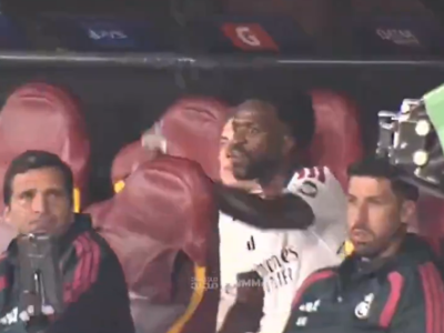 Vini Jr. reclama após ser substituído em vitória do Real Madrid sobre a Roma na Liga dos Campeões